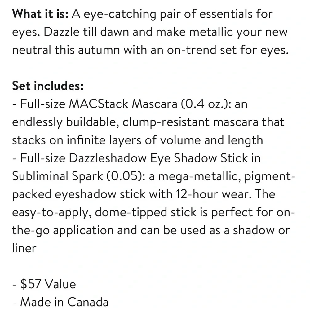 MAC After Hours Eye Duo Black Stack Mascara & Dazzleshadow in Subliminal Spark!